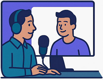 Host guiding a respectful interview online